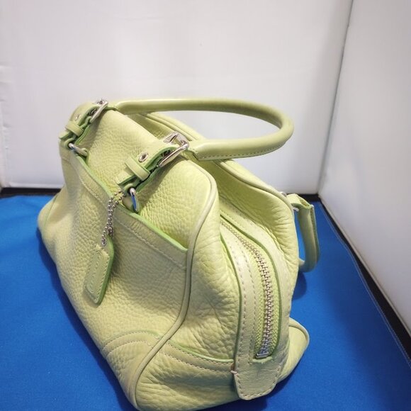 COACH PEBBLE LEATHER SATCHEL BAG, BEAUTIFUL APPLE GREEN - Picture 3 of 8